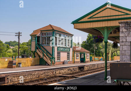 Corfe Castle railway station Stock Photo