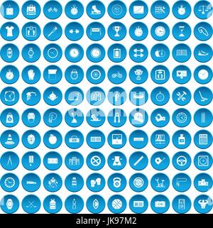 100 stopwatch icons set blue Stock Vector