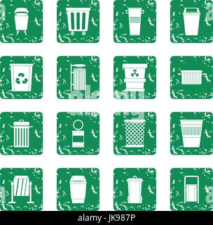 Garbage container icons set grunge Stock Vector