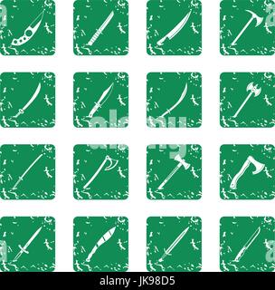 Steel arms symbols icons set grunge Stock Vector