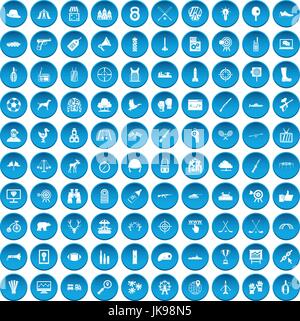 100 target icons set blue Stock Vector