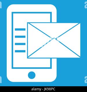 Smartphone with envelope icon white Stock Vector