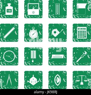 Measure precision icons set grunge Stock Vector