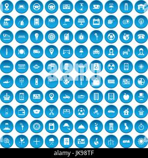 100 taxi icons set blue Stock Vector