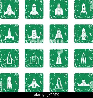 Rocket icons set grunge Stock Vector