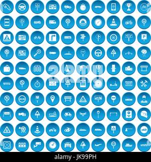 100 traffic icons set blue Stock Vector