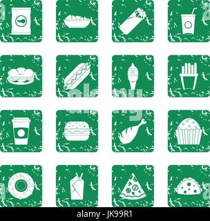 Fast food icons set grunge Stock Vector