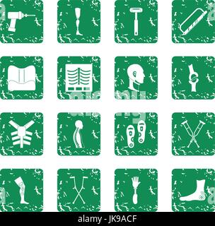 Orthopedics prosthetics icons set grunge Stock Vector