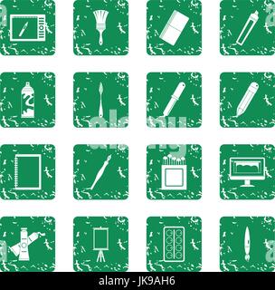 Design and drawing tools icons set grunge Stock Vector