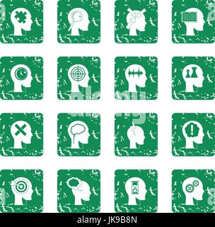 Head logos icons set grunge Stock Vector