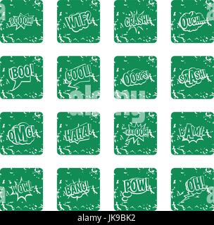Comic colored sound icons set grunge Stock Vector
