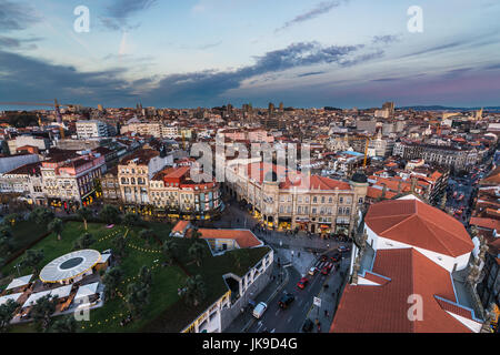 Lisbon Square seen from bell tower of Clerigos Church in Porto, second largest city in Portugal Stock Photo