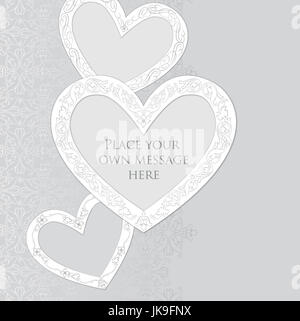 Love hearts holiday background greeting card. Romantic date frame. Stock Photo