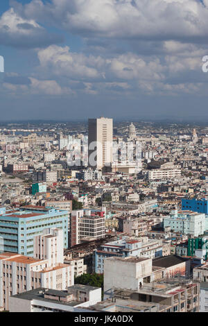 Cuba, Havana, Vedado, elevated view of Central Havana Stock Photo