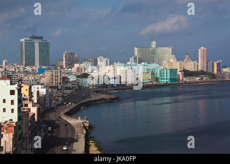 Cuba, Havana, Vedado, elevated view of buildings along the Malecon Stock Photo