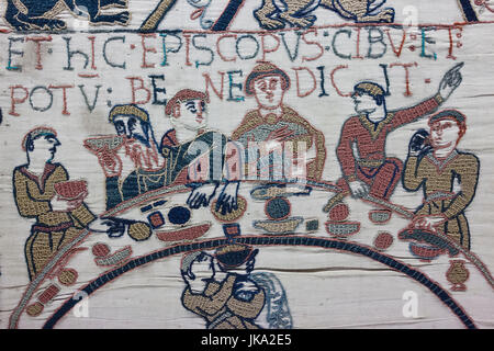 France, Normandy Region, Calvados Department, Bayeux, Tapisserie de Bayeux, Bayeux Tapestry, created in the 11th century, detail Stock Photo