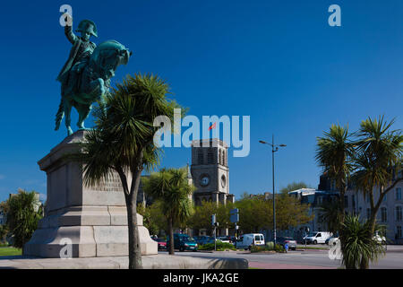 France, Normandy Region, Manche Department, Cherbourg-Octeville, Place Napoleon, statue of Napoleon Bonaparte Stock Photo