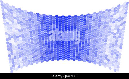 Abstract blue background of hexagons in the form of a concave surface. Stock Vector