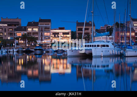 France, Corsica, Corse-du-Sud Department, Corsica South Coast Region, Porto Vecchio, marina, dawn Stock Photo