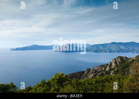 France, Corsica, Corse-du-Sud Department, Calanche Region, Piana, elevated view of the Golfe de Porto gulf, late afternoon Stock Photo