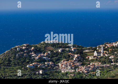 France, Corsica, Haute-Corse Department, La Balagne Region, Corbara, elevated town view Stock Photo