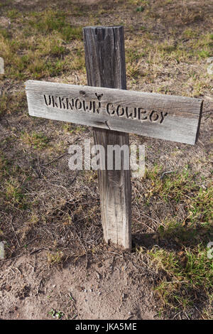 USA, Kansas, Dodge City, Boot Hill Museum, Boot Hill Cemetery grave markers Stock Photo