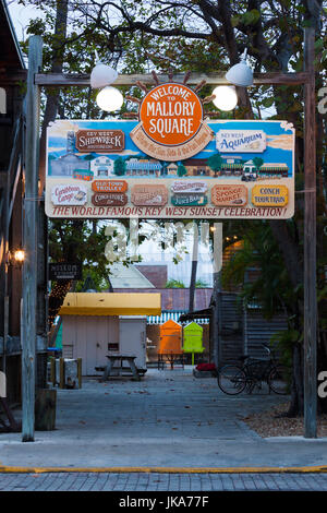 USA, Florida, Florida Keys, Key West, Mallory Square sign Stock Photo