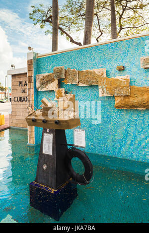 USA, Florida, Miami, Little Havana, Plaza de la Cubanidad, monument to the Cuban provinces and to victims of a ship, 13 de Marzo, sunk by Cuban forces in 1994 Stock Photo