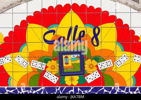 USA, Florida, Miami, Little Havana, Calle Ocho, SW 8th Street, tile work art Stock Photo