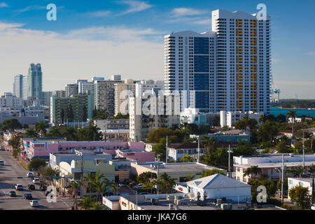 USA, Florida, Miami Beach, elevated view of Alton Road, morning Stock Photo