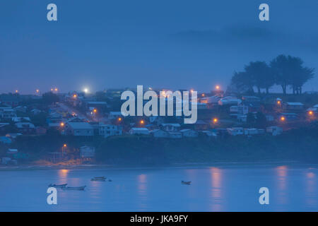 Chile, Chiloe Island, Ancud, harborfront, dawn Stock Photo