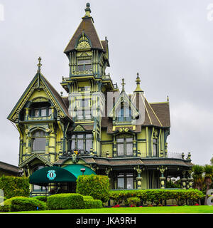 Eureka, CA - Aug. 7, 2013: Carson Mansion - a large Queen Anne style Victorian house which is considered the 'most grand Victorian home in America'. Stock Photo