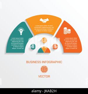 Template semicircle infographics numbered for 3 options. Vector illustration can be used as chart, diagram, graph,  workflow, business presentation Stock Vector