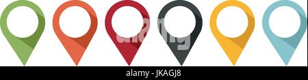 Colored pins to give information of place or action on a website, on a map or other Stock Vector