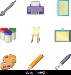 Design equipment icons set, cartoon style Stock Vector