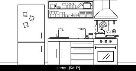 kitchen counter clipart black and white