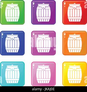 Honey keg set 9 Stock Vector