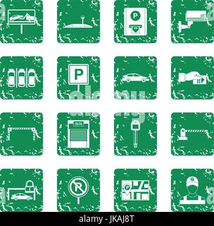 Car parking icons set grunge Stock Vector