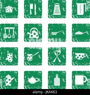 Kitchen tools and utensils icons, simple style Stock Vector