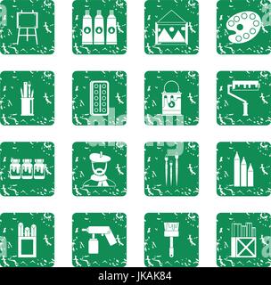 Painting icons set grunge Stock Vector