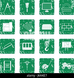 Construction icons set grunge Stock Vector