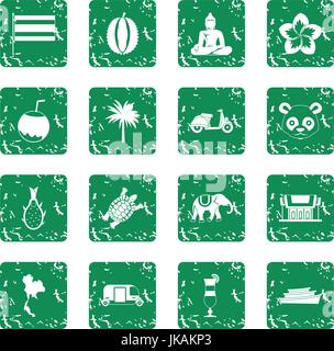 Costa Rica icons set grunge Stock Vector