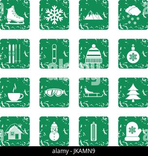 Winter icons set grunge Stock Vector