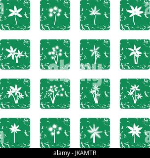 Palm tree icons set grunge Stock Vector