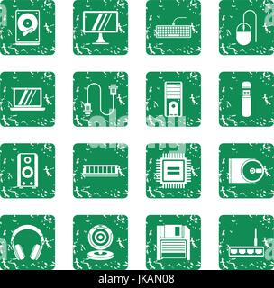 Computer icons set grunge Stock Vector