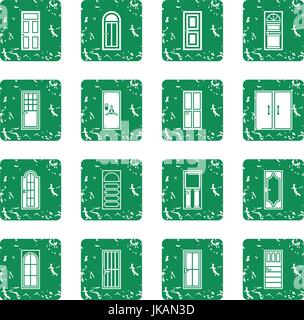 Door icons set grunge Stock Vector