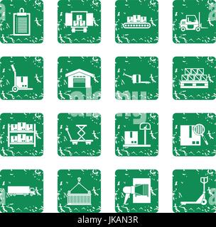 Logistic icons set grunge Stock Vector
