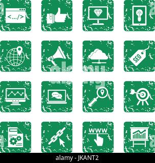 SEO icons set grunge Stock Vector