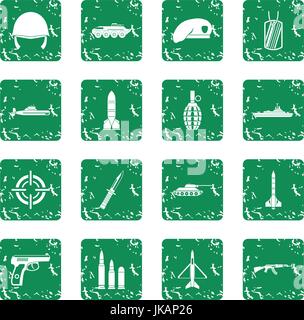 Military icons set grunge Stock Vector