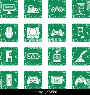 Video game icons set grunge Stock Vector